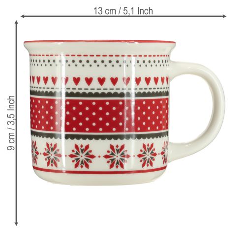 Artikel Julmugg kopp keramikmugg röd och vit Ø10cm H9cm
