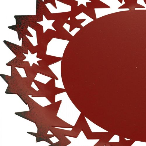Artikel Jultallrik dekorativ plåt i metall med röda stjärnor Ø34cm