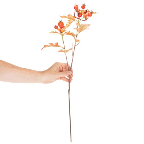 Konstgjord hagtornskvist med blad och bär, 62 cm | Floristik24.se