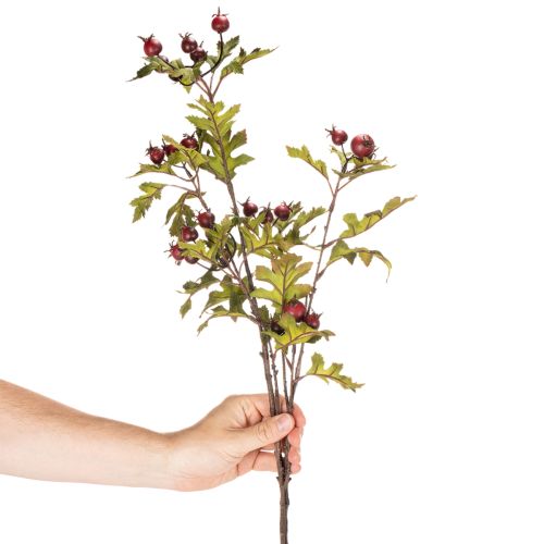 Konstgjord hagtornskvist med röda bär, dekoration, 110 cm | Floristik24.se