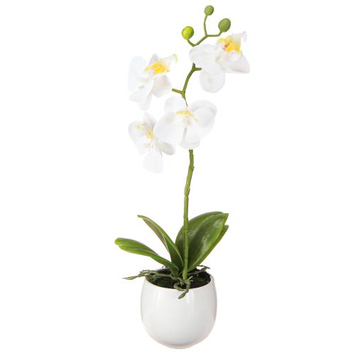 Vita orkidéer i kruka, konstgjorda Phalaenopsis, H33 cm