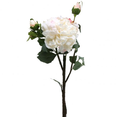 Vita rosor konstgjord ros stor med tre knoppar 57cm