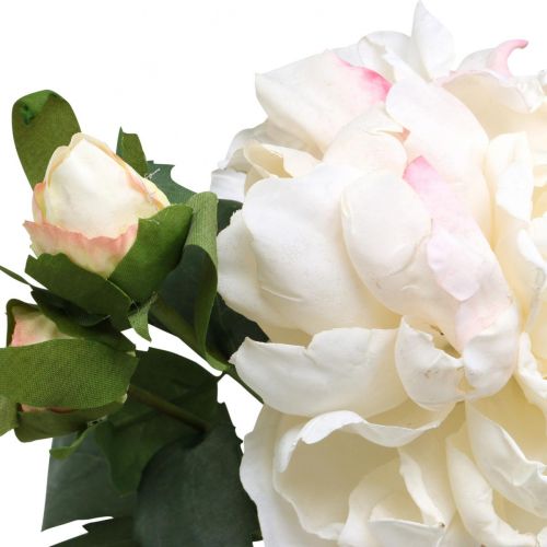 Artikel Vita rosor konstgjorda blommor steg stora med tre knoppar 57cm