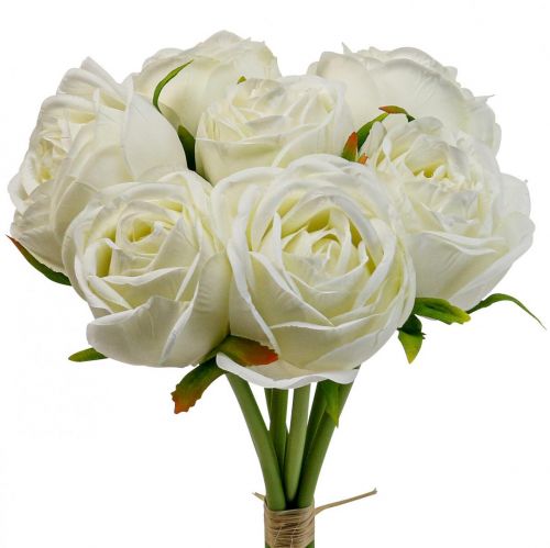 Vita rosor sidenblommor konstgjorda rosor i ett gäng H28cm 7st