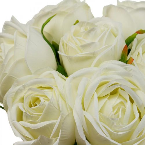 Vita rosor sidenblommor konstgjorda rosor i ett gäng H28cm 7st