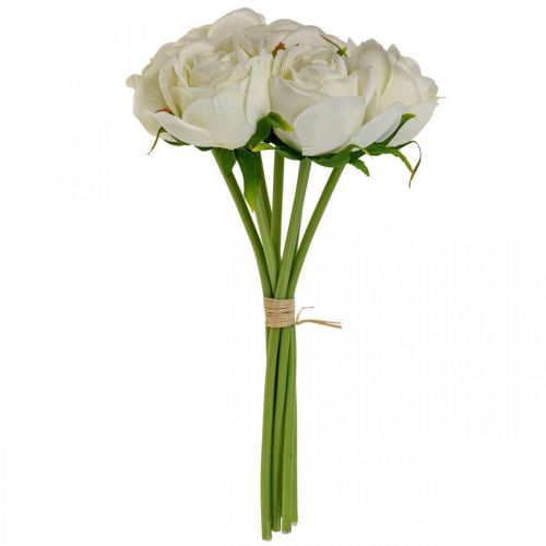 Floristik24 Vita rosor sidenblommor konstgjorda rosor i ett gäng H28cm 7st