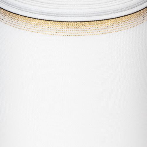 Artikel Vitt moiréband med guldpärlkant, 175 mm - Elegant band för dekoration och blomsterdekoration
