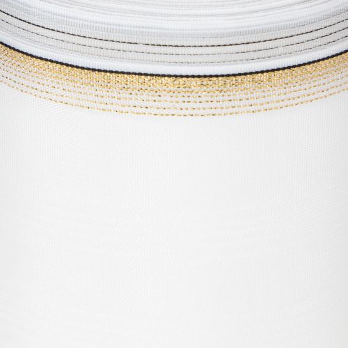 Artikel Vitt moiré-kransband med pärlkant och taftband, dekorativt band, sorgband, bredd 100 mm, längd 25 m