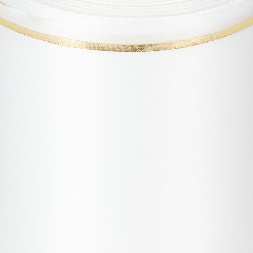 Artikel Vitt kransband med guldkant för datorutskrift, satinband, vattentätt, 25m x 125mm