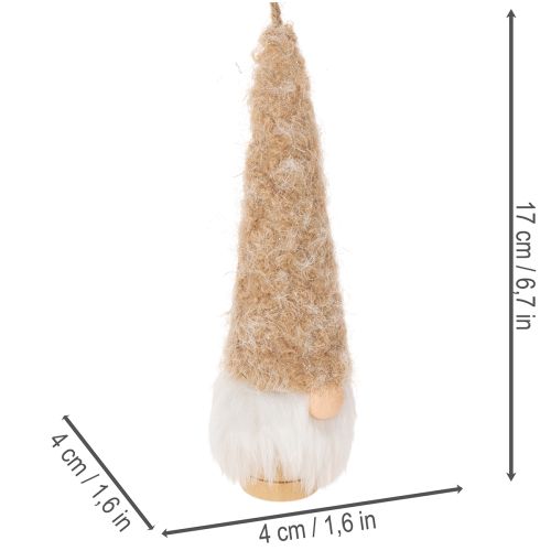 Dekorativ gnomfigur med skägg för upphängning, 17 cm, 6 stycken | Floristik24.se