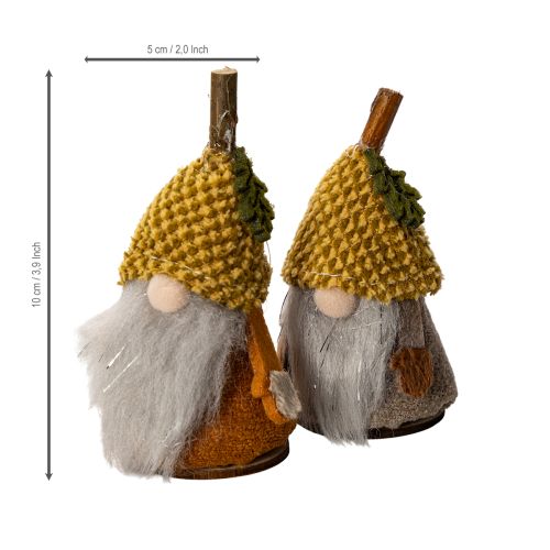 Gnomfigurset med stickad mössa och ekollon, 10 cm, 6 delar | Floristik24.se