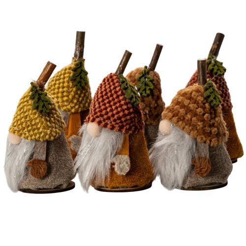 Gnomfigurset med stickad mössa och ekollon, 10 cm, 6 delar | Floristik24.se
