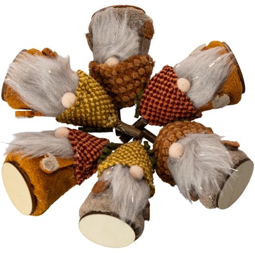 Gnomfigurset med stickad mössa och ekollon, 10 cm, 6 delar | Floristik24.se