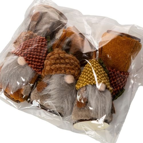 Gnomfigurset med stickad mössa och ekollon, 10 cm, 6 delar | Floristik24.se