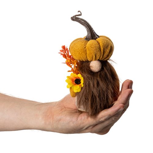 Höstfigur pumpagnom med solros och skägg 16cm 2 st | Floristik24.se
