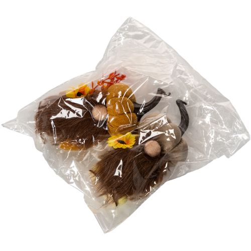 Höstfigur pumpagnom med solros och skägg 16cm 2 st | Floristik24.se