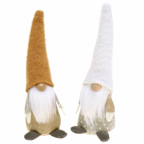 Floristik24 Imp med skäggbrunt, vitt, naturligt 16cm 2st