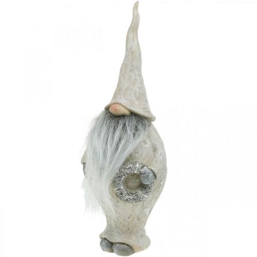 Artikel Dekorativ tomte med skägg och krans Jultomte 14x×12×36cm