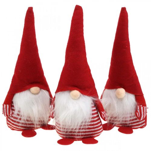 Gnome med skägg, adventsdekoration, dekorativ dvärg H24cm B9cm 3st