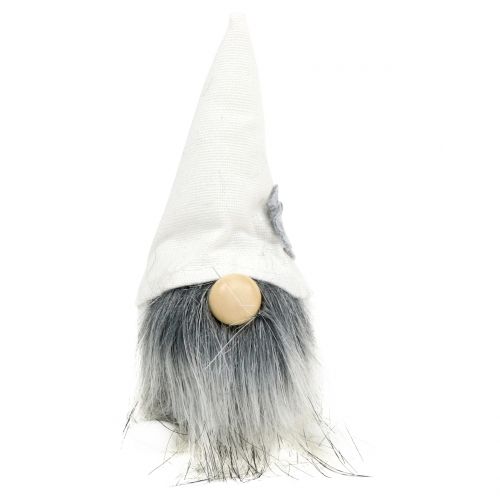 Jultomtar med skägg vit, grå 12cm 4 st