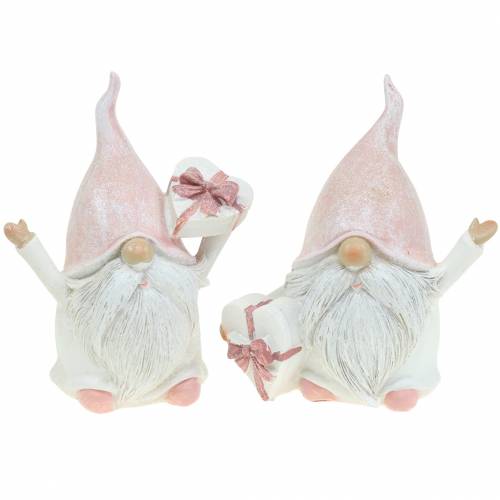 Floristik24 Juldekoration tomte rosa/vit 11,5cm 2st