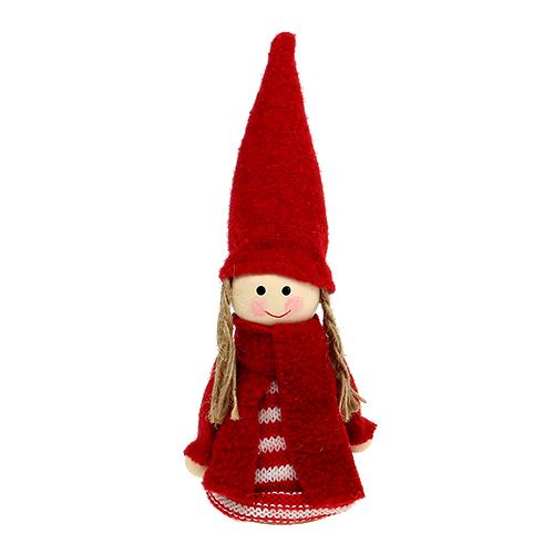 Floristik24 Gnome flicka 12cm röd, vit 6st