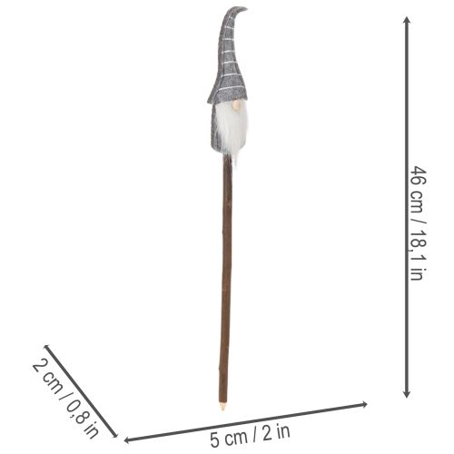 Dekorativ gnomfigur med randig hatt på träpinne, 46 cm, 6 stycken | Floristik24.se