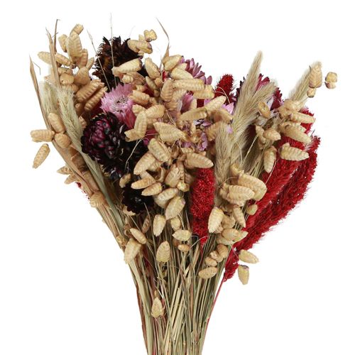 Artikel Vildblommabukett med torkade blommor i naturrosa L30cm