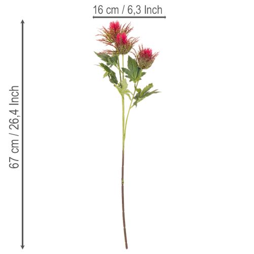 Konstgjord röd tistelgren för dekoration, 67 cm, 3 stycken | Floristik24.se