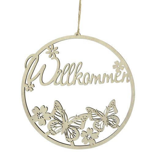 Artikel Välkomstskylt dekorativ ringfjäril i trä Ø21,5cm 4 st