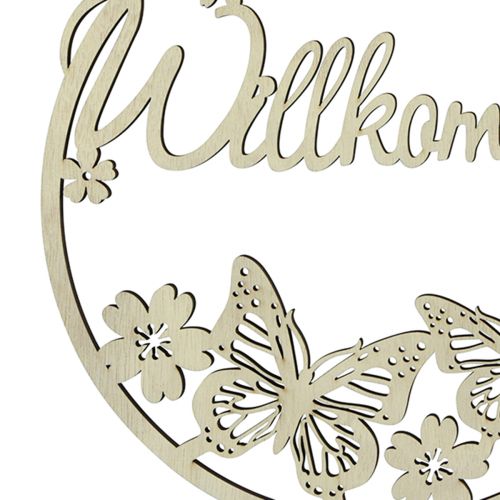 Artikel Välkomstskylt dekorativ ringfjäril i trä Ø21,5cm 4 st