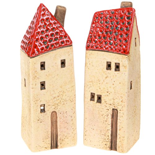 Adventslykta i keramik, höstdekoration, H18/18,5 cm, 2 st