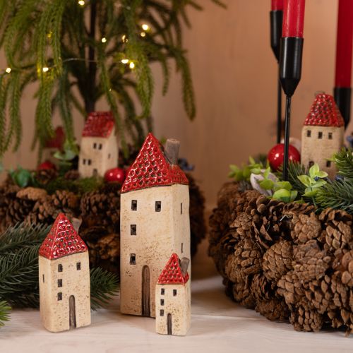 Artikel Adventslykta i keramik, höstdekoration, H18/18,5 cm, 2 st