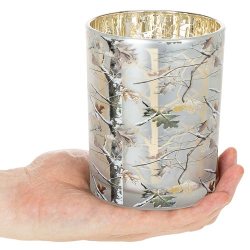 Glaslykta med grendesign, guldfärgad insida, 12 cm | Floristik24.se