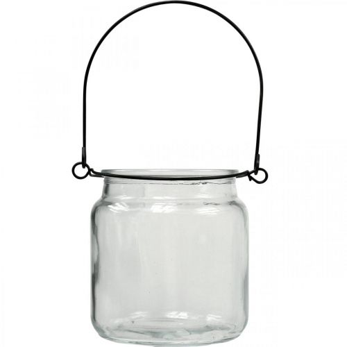 Floristik24 Lykta hänglykta i glas med handtag Ø8cm H10,5cm