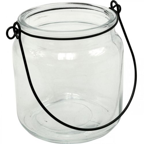 Artikel Lykta hänglykta i glas med handtag Ø8cm H10,5cm