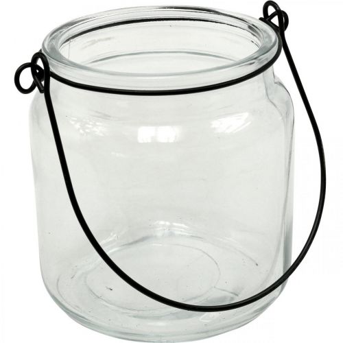 Floristik24 Lykta hänglykta i glas med handtag Ø8cm H10,5cm