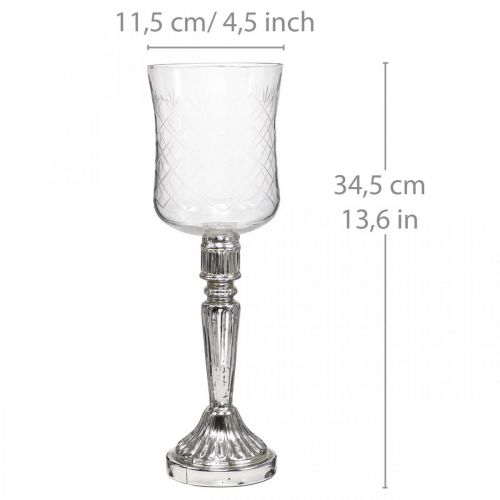 Artikel Lykta glas ljus glas antik look klar, silver Ø11,5cm H34,5cm