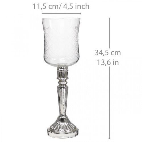 Floristik24 Lykta glas ljus glas antik look klar, silver Ø11,5cm H34,5cm