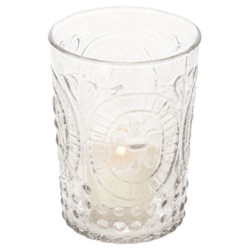 Glasorkanlykta, ljushållare, värmeljushållare, glas Ø7,5 cm H10 cm | Floristik24.se