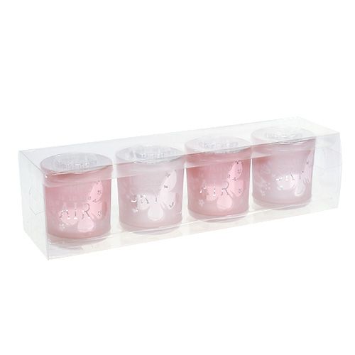Floristik24 Vindljusglas rosa Ø7,5cm H8cm 4st