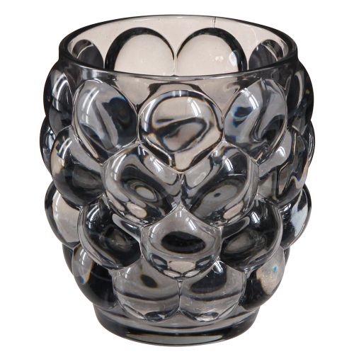 Lanternglas värmeljushållare gråtonad Ø9cm H9,5cm 4st