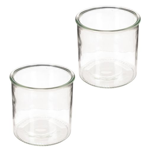 Glasljushållare, rund, klarglas, mångsidig, 12 cm, 2 stycken | Floristik24.se