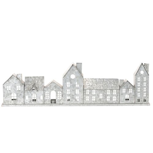 Dekorativ rad med hus med värmeljushållare, adventsdekoration, 68 cm