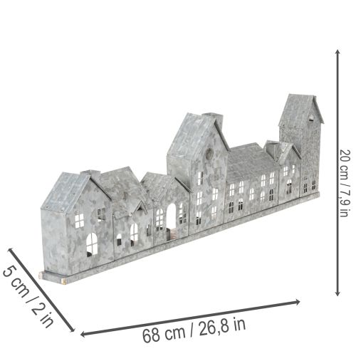 Dekorativ rad med hus med värmeljushållare, adventsdekoration, 68 cm | Floristik24.se