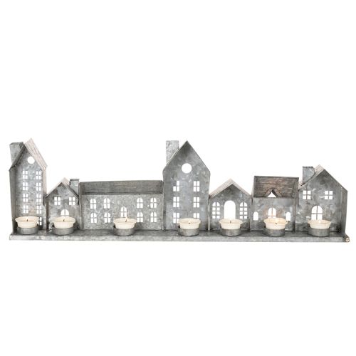 Dekorativ rad med hus med värmeljushållare, adventsdekoration, 68 cm | Floristik24.se