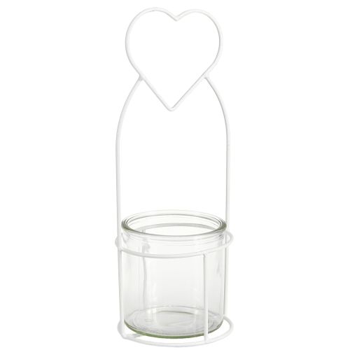 Artikel Lykta Hjärta Vit Lykthållare Glas Ø12cm H30cm 2st