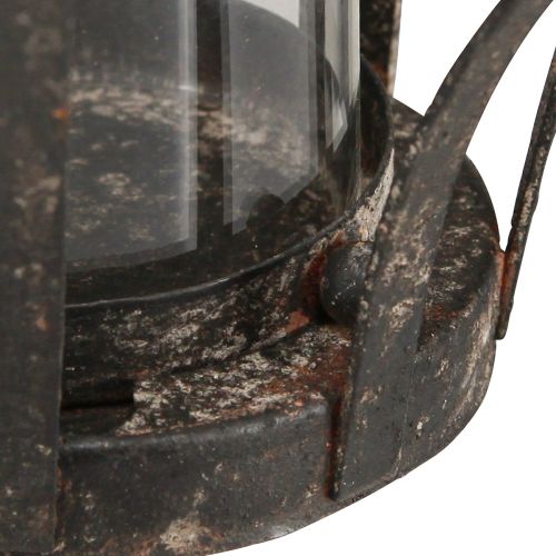 Artikel Lykta Krona Brun Rost Med Ljus Glas Ø14cm H18cm