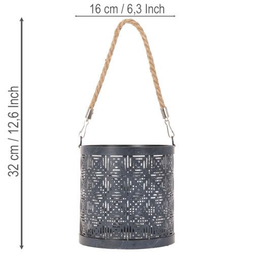 Metallljushållare, dekorativ lykta med handtag, antracit, Ø16cm, 2 stycken | Floristik24.se