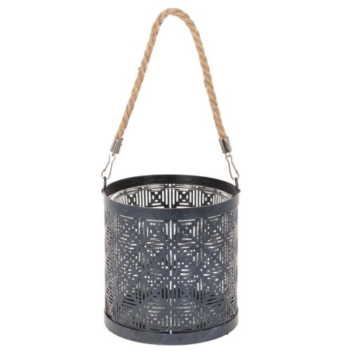 Metallljushållare, dekorativ lykta med handtag, antracit, Ø16cm, 2 stycken | Floristik24.se